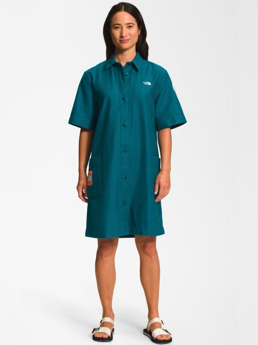 The North Face The Valley Shirt Dress Blue Coral Teal Women’s Size Medium NWT